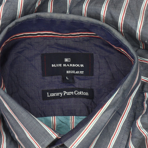 Blue Harbour Men's Large Blue Striped Shirt