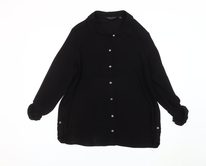 Dorothy Perkins Women's Black Button-Up Shirt Size 14