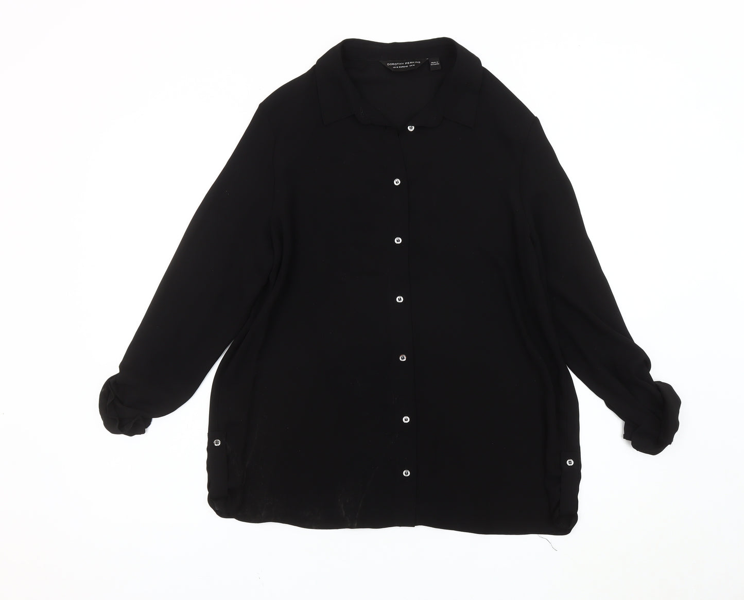 Dorothy Perkins Women's Black Button-Up Shirt Size 14