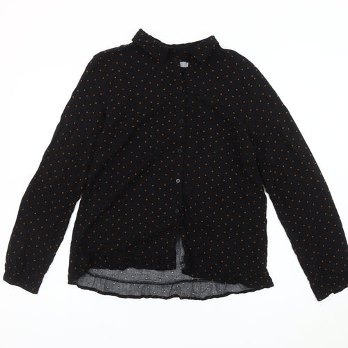 b.young Women's Black Polka Dot Button-Up Shirt