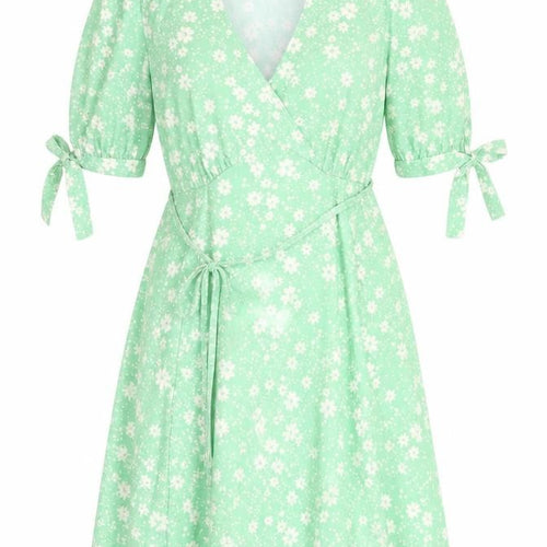 New Look Women's Green Floral Wrap Dress, Size 10