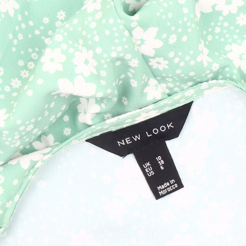 New Look Women's Green Floral Wrap Dress, Size 10