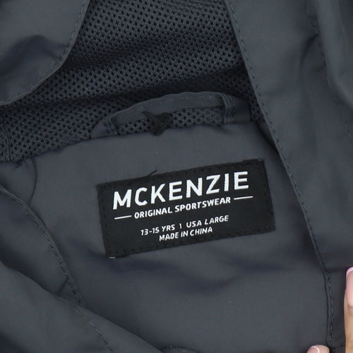McKenzie Boys Black Basic Jacket L Hooded Full Zip