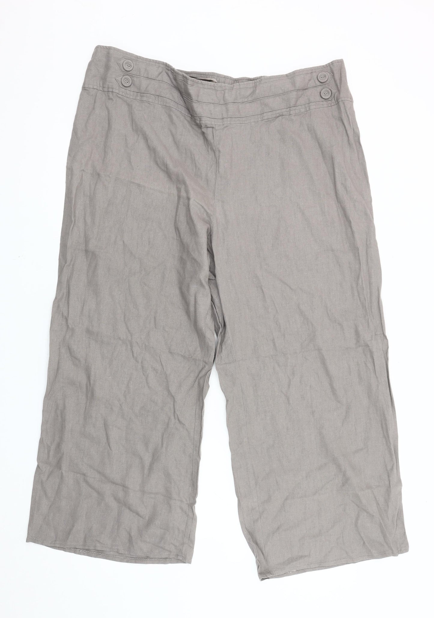 Evans Women's Grey Relaxed Fit Wide-Leg Trousers Size 26