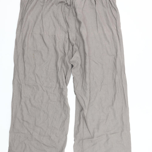 Evans Women's Grey Relaxed Fit Wide-Leg Trousers Size 26