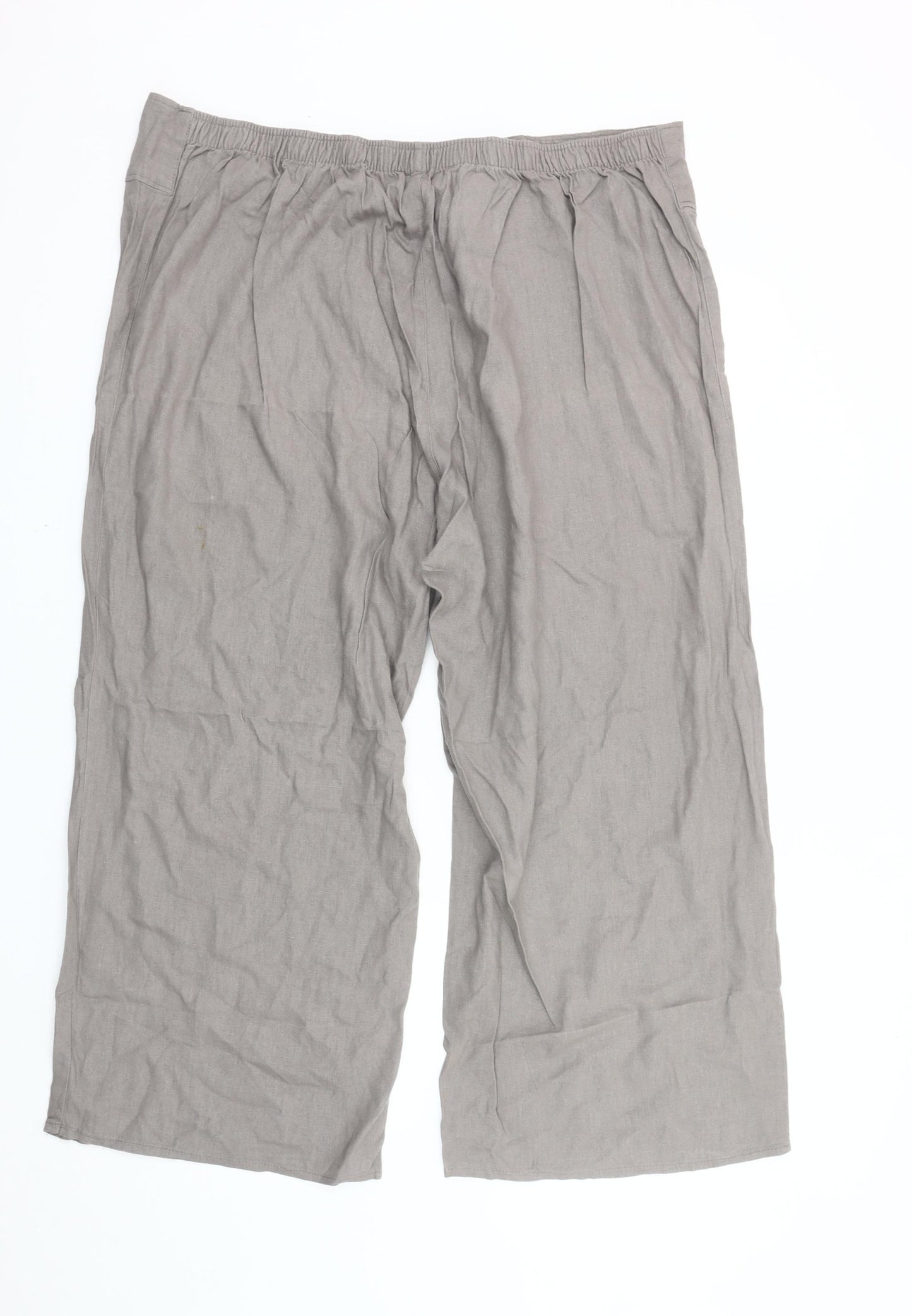 Evans Women's Grey Relaxed Fit Wide-Leg Trousers Size 26