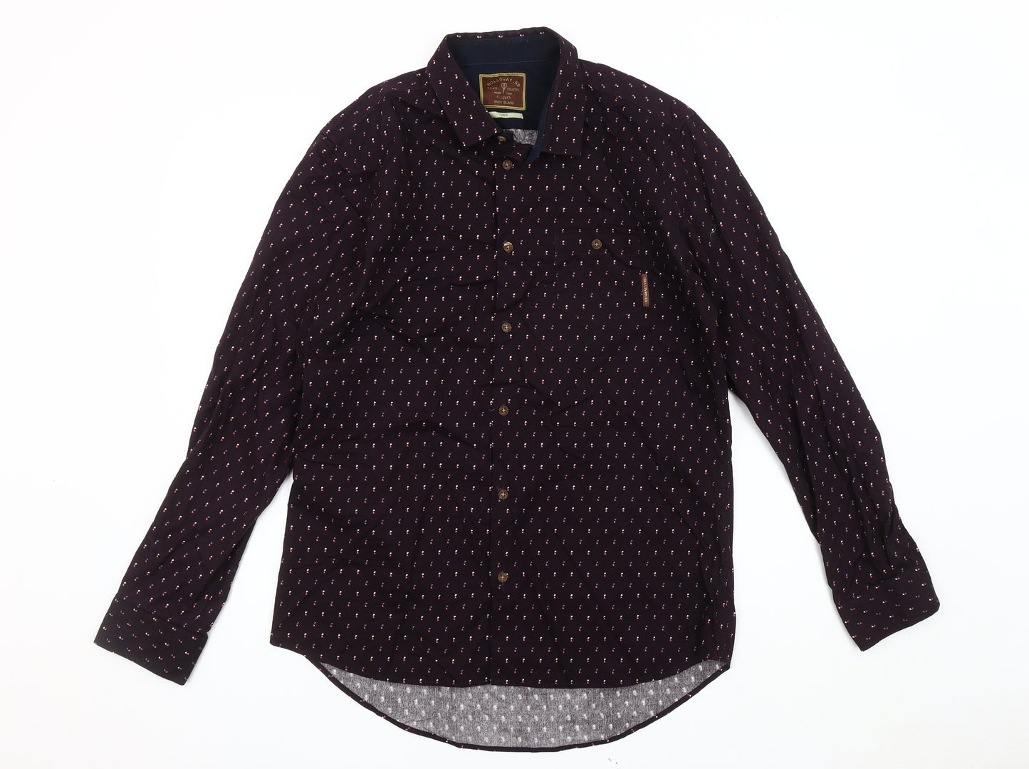 River Island Men's Black Graphic Print Shirt, L