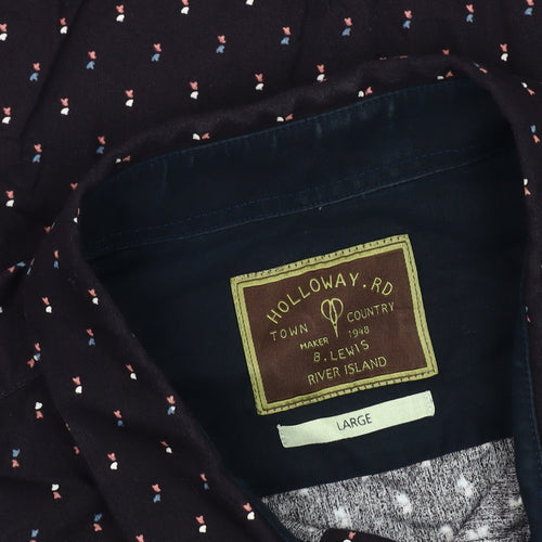 River Island Men's Black Graphic Print Shirt, L