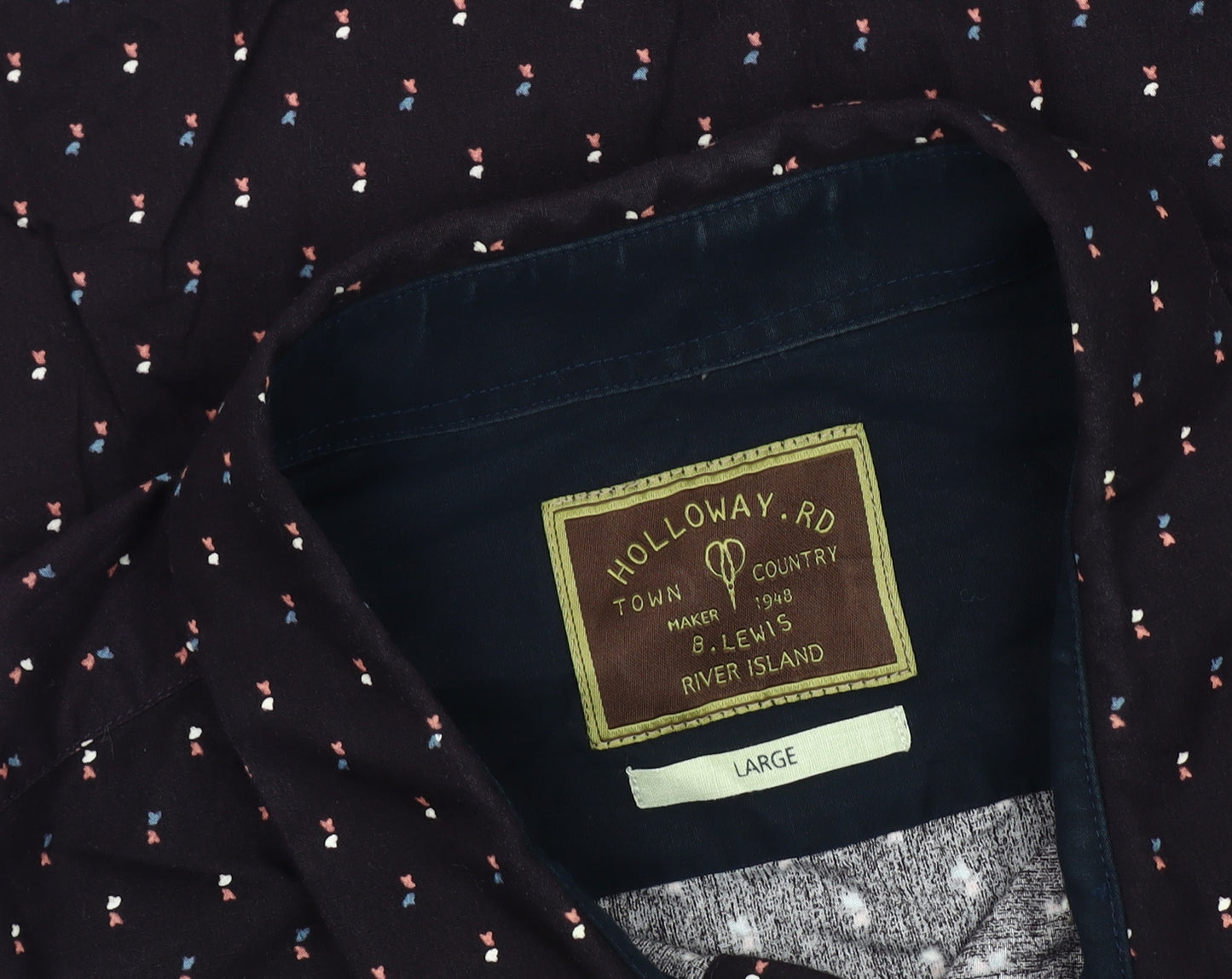 River Island Men's Black Graphic Print Shirt, L