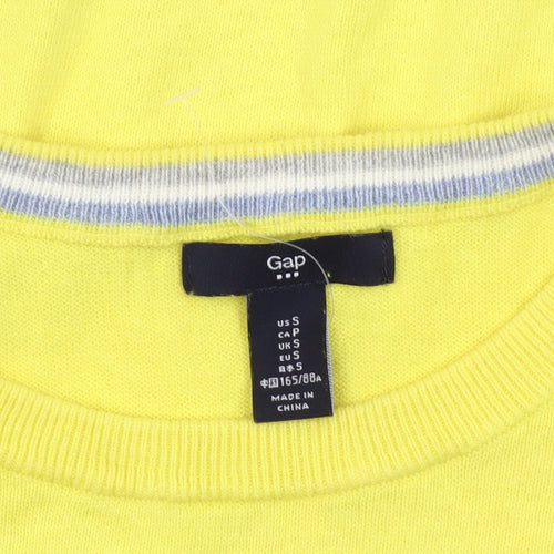 Gap Unisex Adults Yellow Cotton Pullover Jumper S