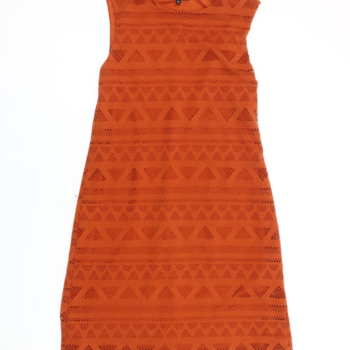 New Look Women's Orange Geometric Dress Size 10