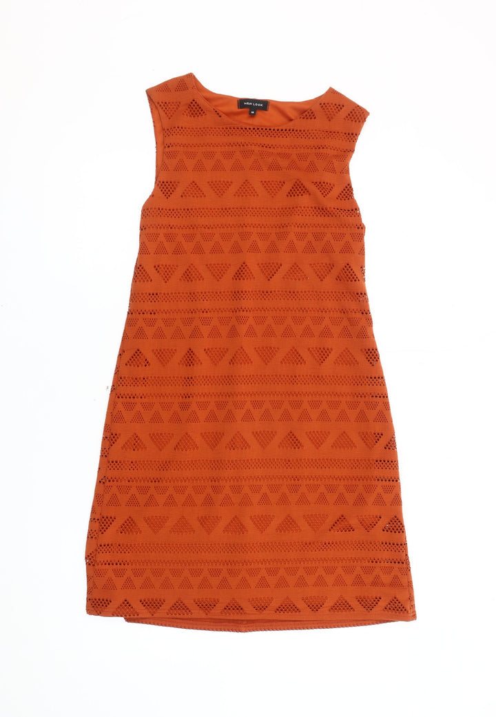 New Look Women's Orange Geometric Dress Size 10