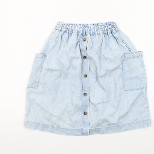Next Girls Blue A-Line Chambray Skirt with Pockets - 8 Years