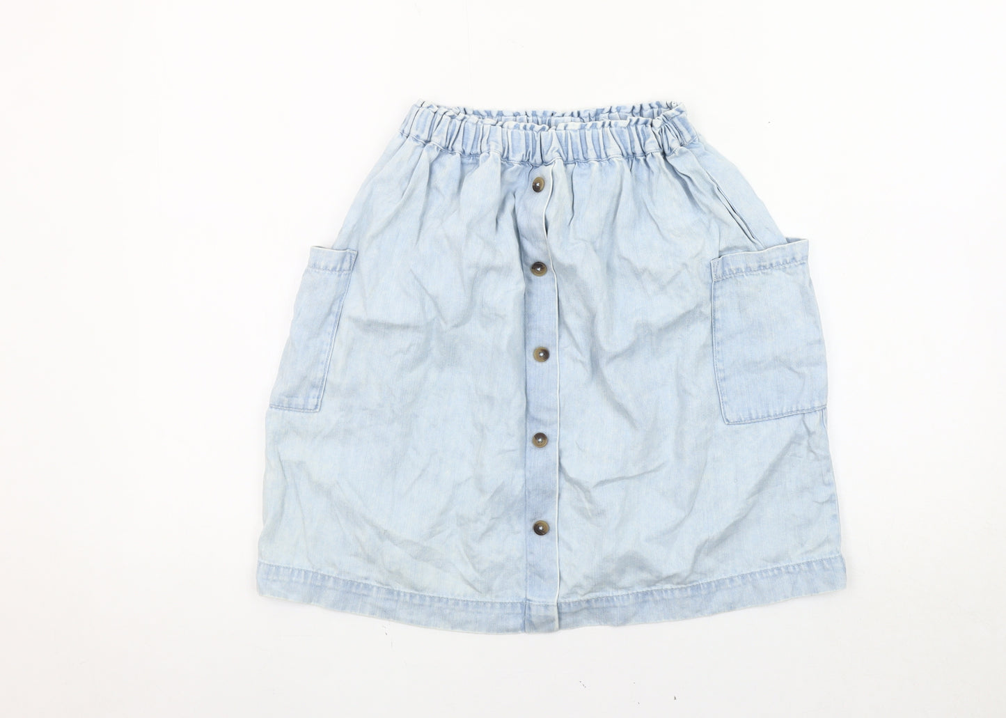 Next Girls Blue A-Line Chambray Skirt with Pockets - 8 Years