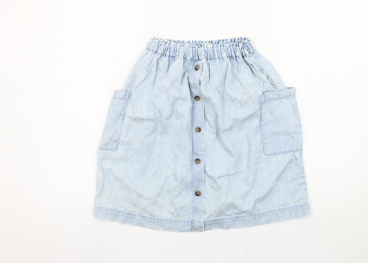 Next Girls Blue A-Line Chambray Skirt with Pockets - 8 Years