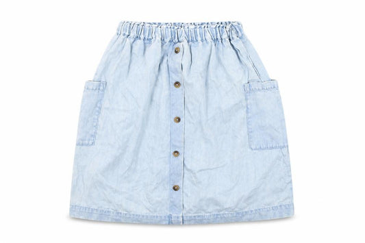 Next Girls Blue A-Line Chambray Skirt with Pockets - 8 Years