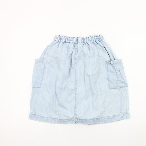 Next Girls Blue A-Line Chambray Skirt with Pockets - 8 Years