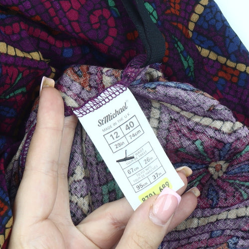 St Michael Women's Size 12 Multicoloured Geometric Skirt