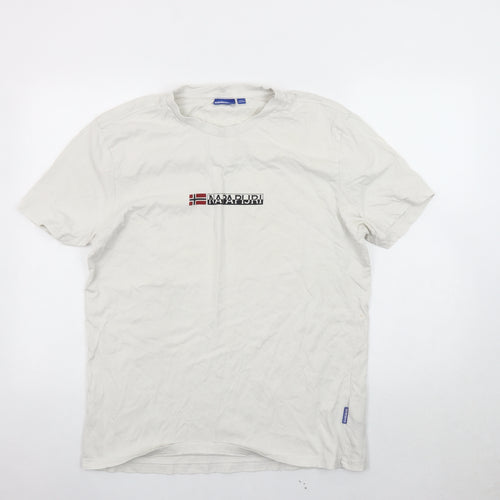 Napapijri Men's White XL Cotton Logo T-Shirt
