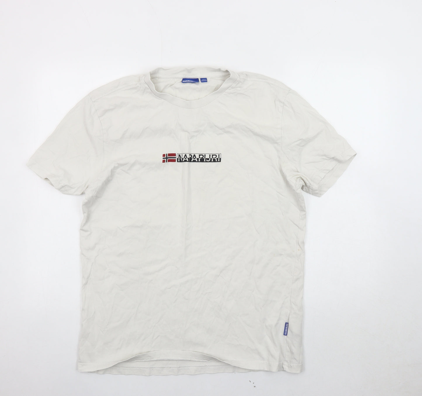 Napapijri Men's White XL Cotton Logo T-Shirt