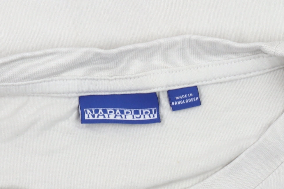 Napapijri Men's White XL Cotton Logo T-Shirt