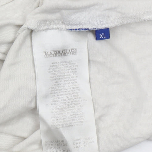 Napapijri Men's White XL Cotton Logo T-Shirt