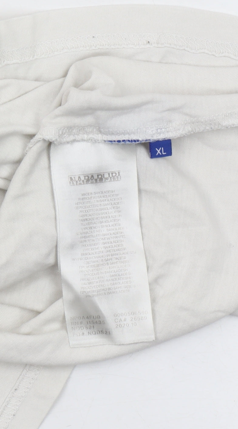 Napapijri Men's White XL Cotton Logo T-Shirt