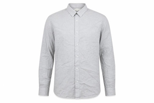 Front view of Marks & Spencer Men's Grey Long Sleeve Button-Up Shirt