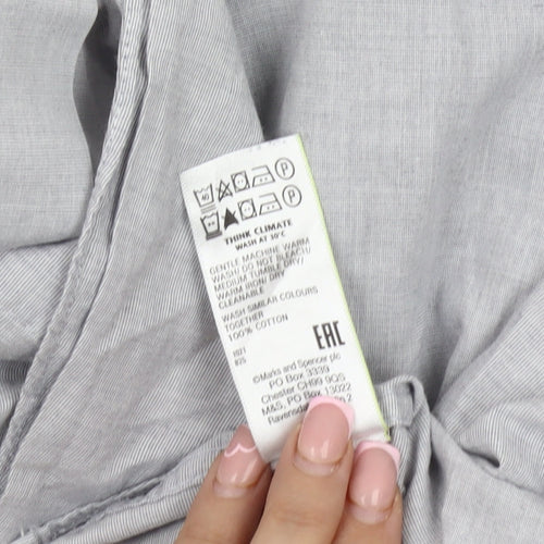 Marks and Spencer Men's Grey Long Sleeve Button-Up Shirt