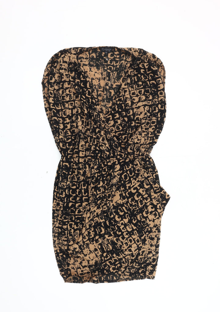 Topshop Women's Black Animal Print Dress Size 8