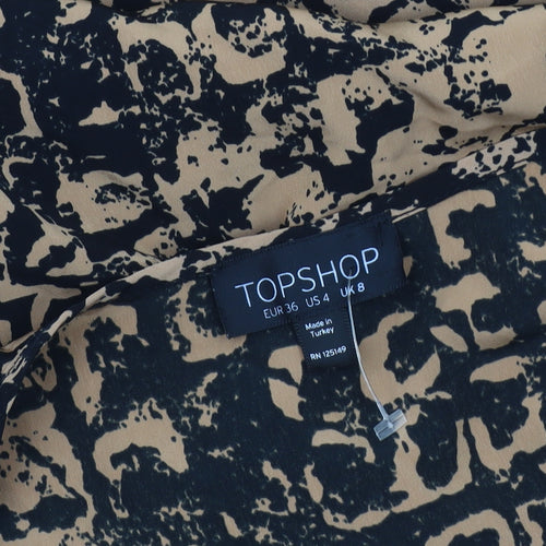 Topshop Women's Black Animal Print Dress Size 8