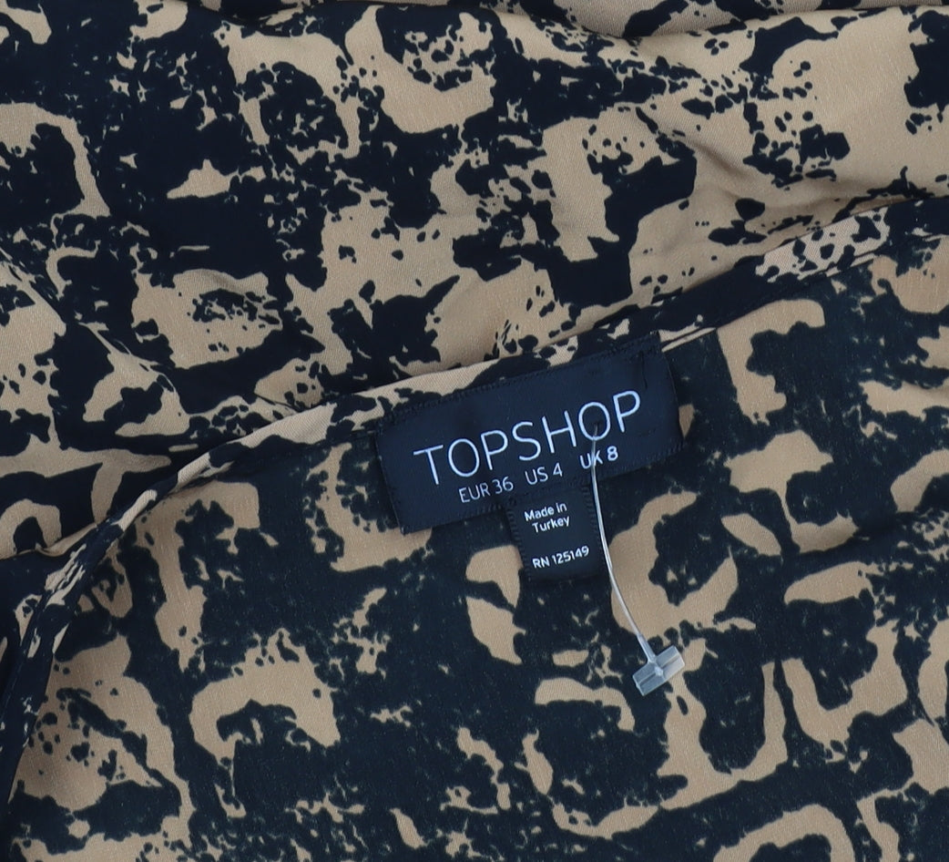 Topshop Women's Black Animal Print Dress Size 8