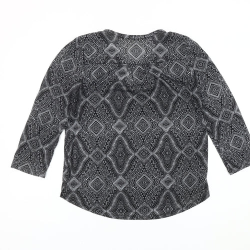 H&M Women's Black Geometric Tunic Blouse Size 10