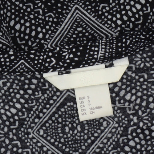 H&M Women's Black Geometric Tunic Blouse Size 10