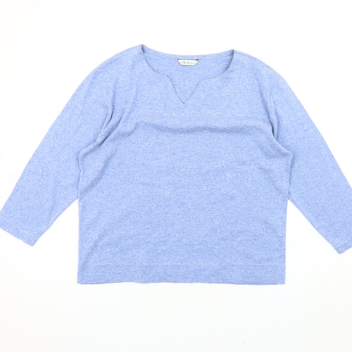 Berketex Women Blue Cotton V-Neck 3/4 Sleeve Top