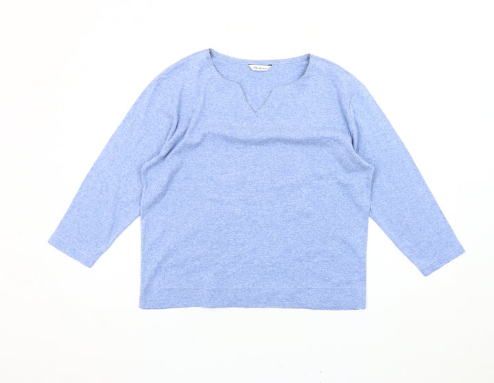 Berketex Women Blue Cotton V-Neck 3/4 Sleeve Top