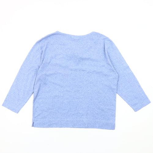 Berketex Women Blue Cotton V-Neck 3/4 Sleeve Top