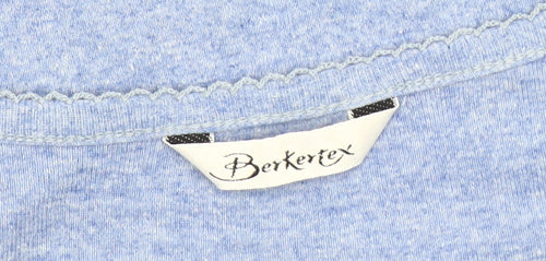 Berketex Women Blue Cotton V-Neck 3/4 Sleeve Top