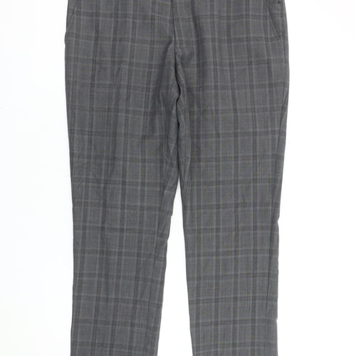 Next Men's Grey Plaid Trousers 36R Wool Blend