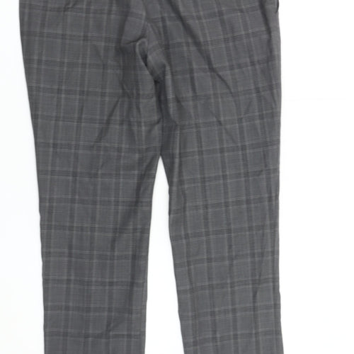 Next Men's Grey Plaid Trousers 36R Wool Blend