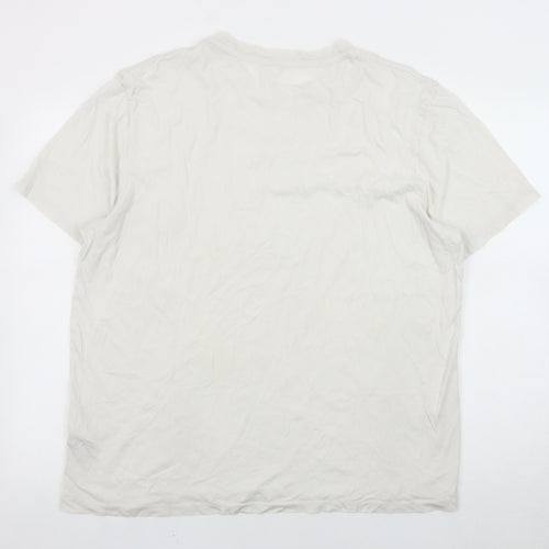 AllSaints Men's White T-Shirt, Relaxed Fit, Logo Accent, Size L