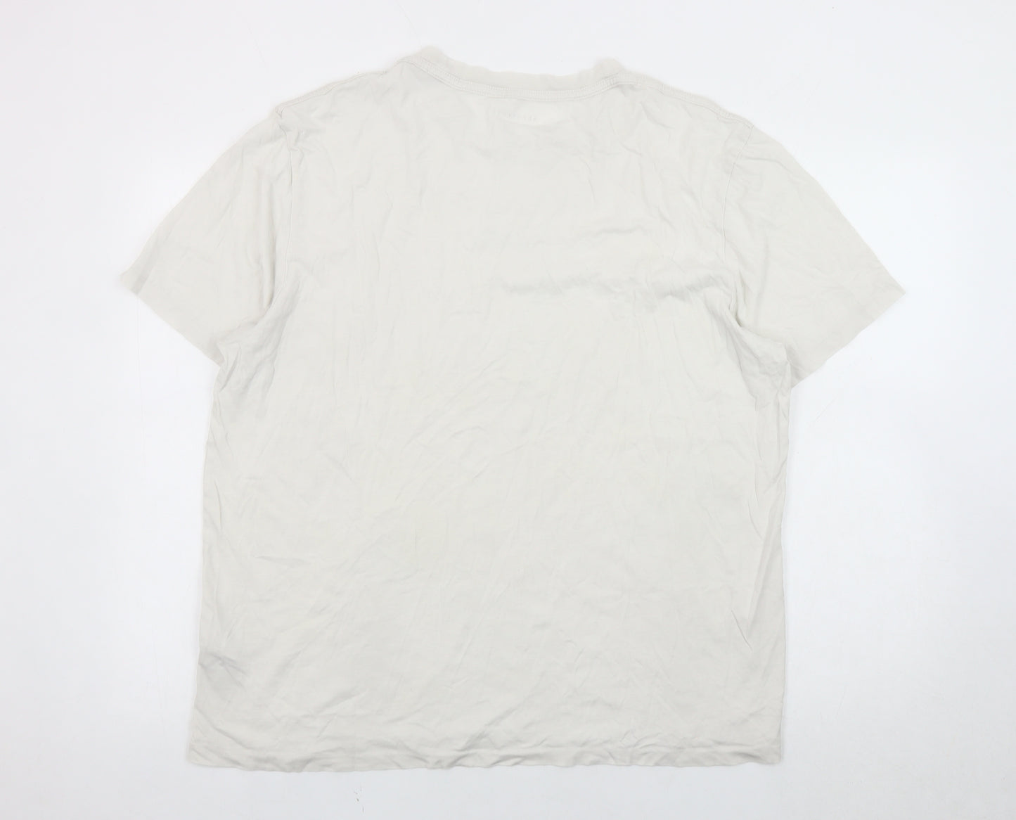AllSaints Men's White T-Shirt, Relaxed Fit, Logo Accent, Size L
