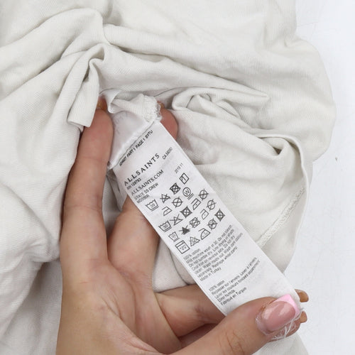 AllSaints Men's White T-Shirt, Relaxed Fit, Logo Accent, Size L