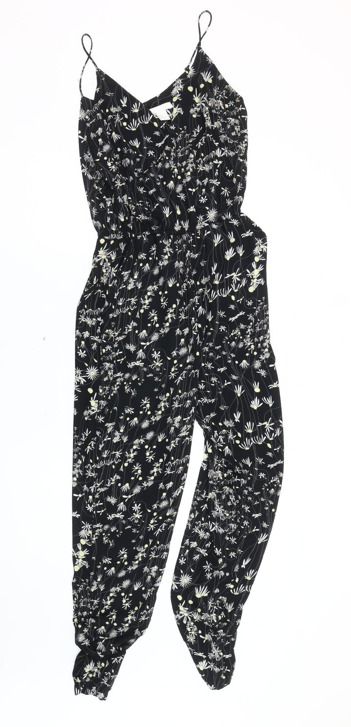 H&M Conscious Women's Black Floral Jumpsuit Size 6