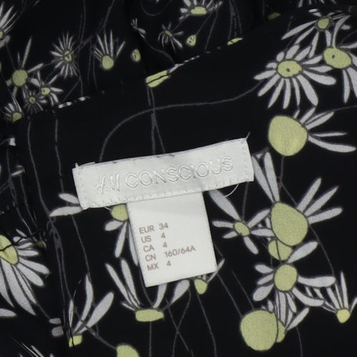 H&M Conscious Women's Black Floral Jumpsuit Size 6