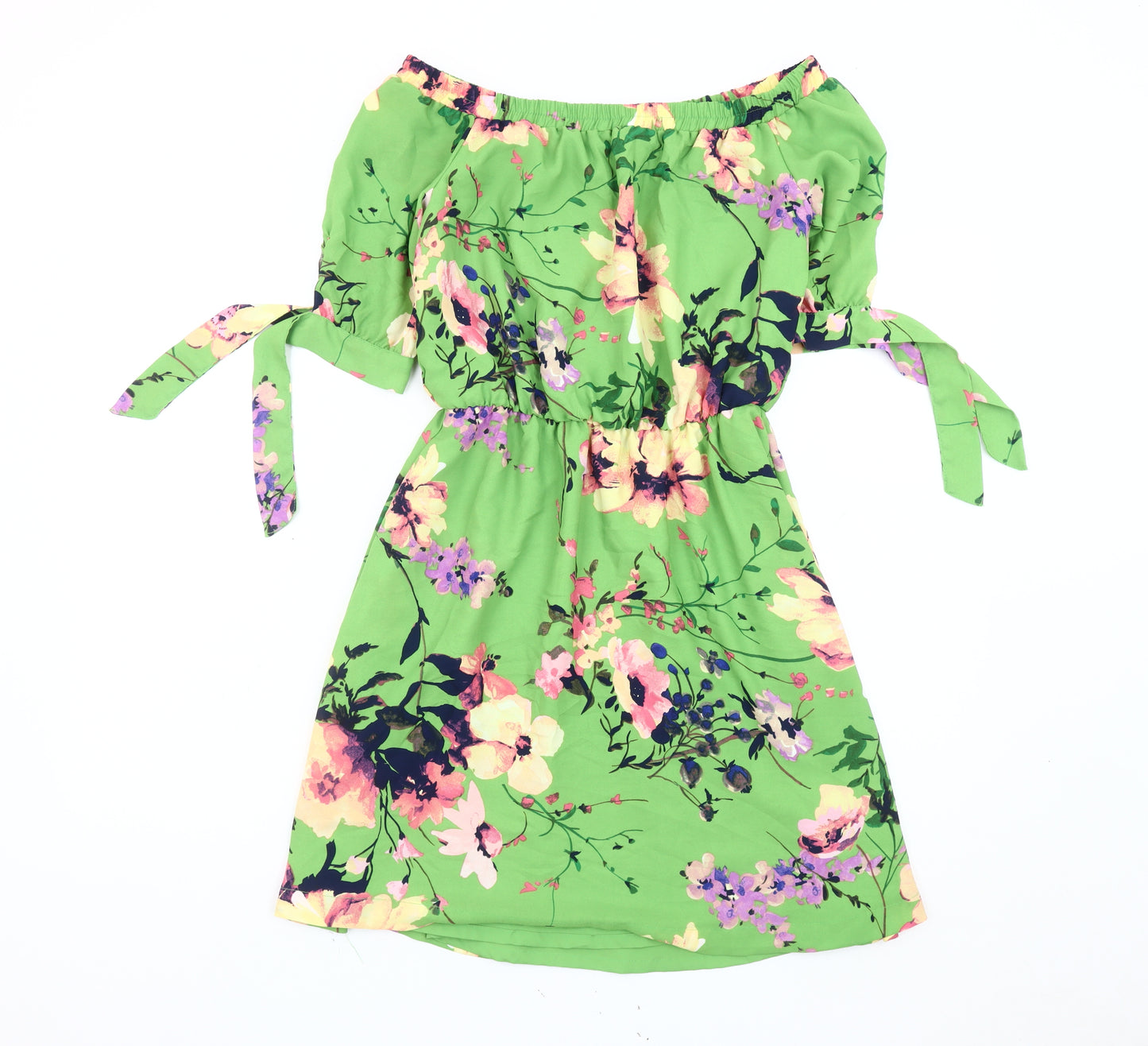 New York & Company Women's Green Floral A-Line Dress S
