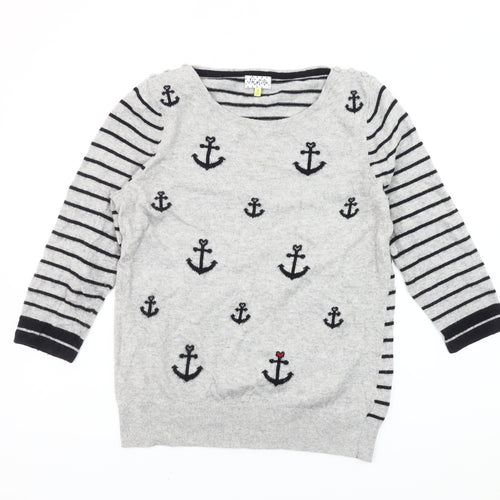 Heyton Women's Grey Striped Nautical Jumper, L Size 14