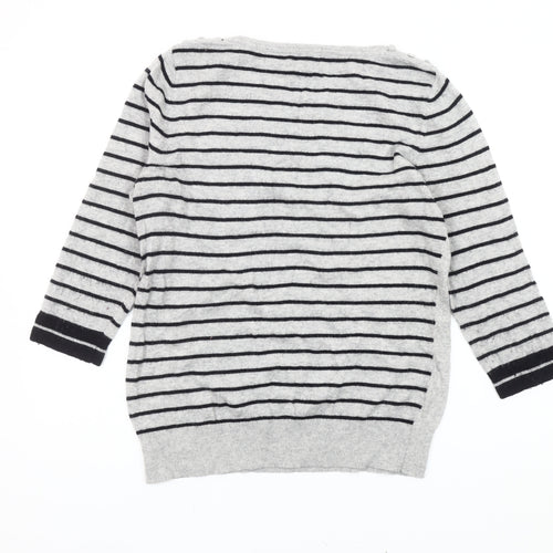 Heyton Women's Grey Striped Nautical Jumper, L Size 14