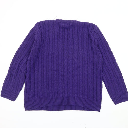 Chic Women's Purple M Jumper Cable-Knit Pullover