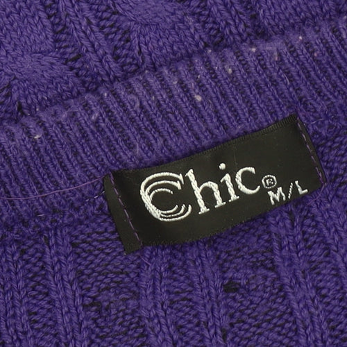 Chic Women's Purple M Jumper Cable-Knit Pullover